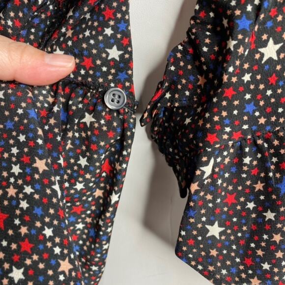 Madewell Silk Ruffle-Hem Wrap Top in Starry Night size Small - Picture 8 of 13